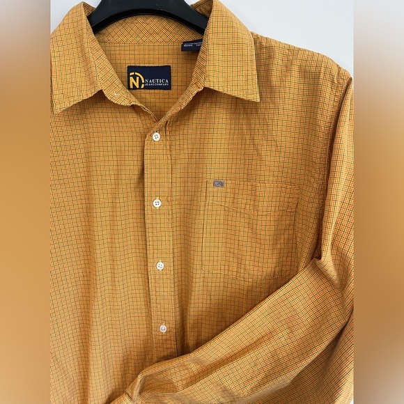Nautica Jeans Company Mustard Gold Plaid Button-Down XL – Y2K Vintage Vibes - Picture 1 of 9